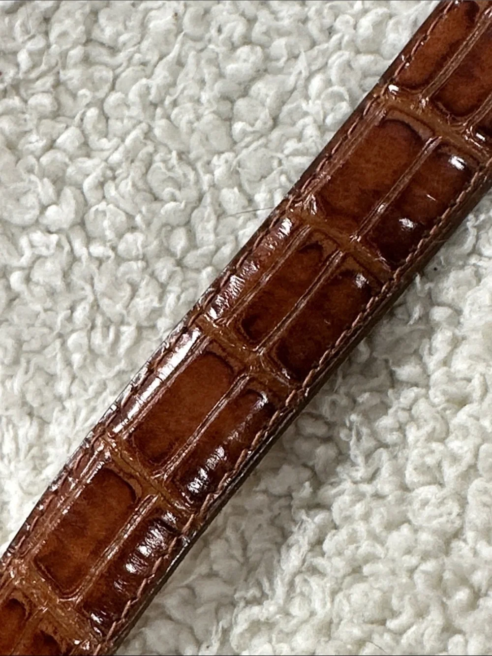 Carmel Brown Croc print Top Grain Cowhide leather belt, Silver buckle & tip EUC!
